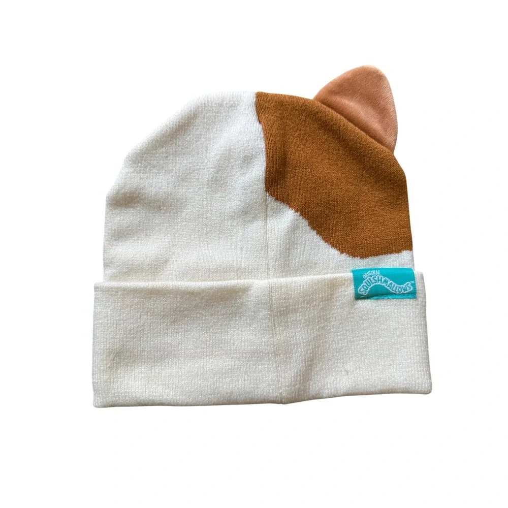 Squishmallows Cam the Cat Beanie Kids Knit Hat White Brown Black Calico Kelly